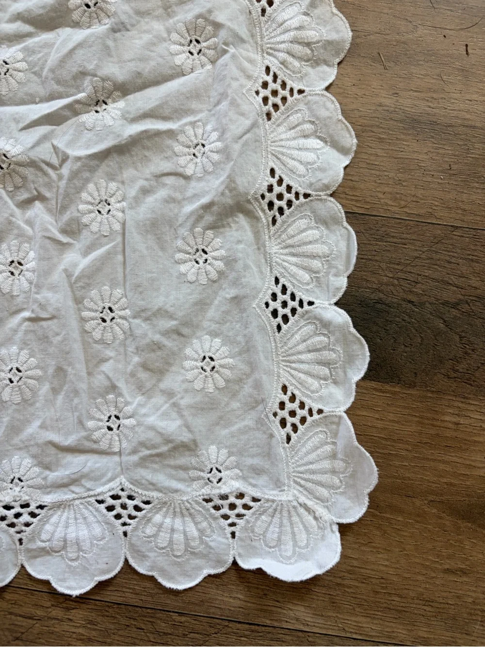 White Embroidered Lace Table Runner Cottagecore